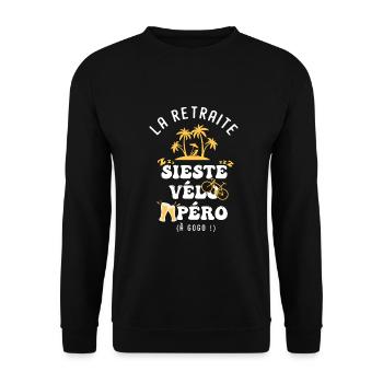 Velo humour retraite sieste vélo apéro - Sweat-shirt Unisexe - noir - Devant - Alina (178cm) & Michal (187cm)