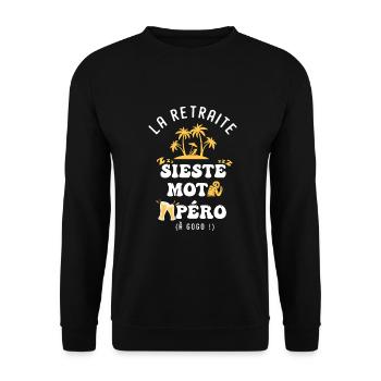 motard humour retraite sieste moto apéro - Sweat-shirt Unisexe - noir - Devant - Alina (178cm) & Michal (187cm)