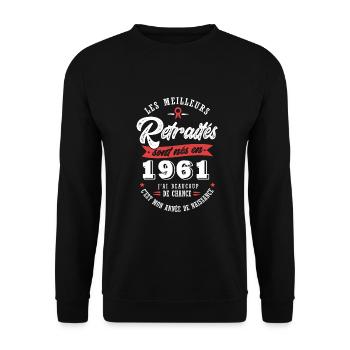 1961 anniversaire retraité né en 1961 - Sweat-shirt Unisexe - noir - Devant - Alina (178cm) & Michal (187cm)