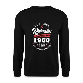1960 anniversaire retraité né en 1960 - Sweat-shirt Unisexe - noir - Devant - Alina (178cm) & Michal (187cm)