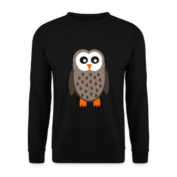 lustige Eule Eulen T-shirt  - Unisex Pullover - Schwarz - Vorne - Alina (178cm) & Michal (187cm)