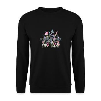 Blumen | Sticker | Glimmerfänger - Unisex Pullover - Schwarz - Vorne - Alina (178cm) & Michal (187cm)