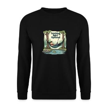 Attraper du poisson ? Optionnel! Chemise de pêche pêcheur - Sweat-shirt Unisexe - noir - Devant - Alina (178cm) & Michal (187cm)