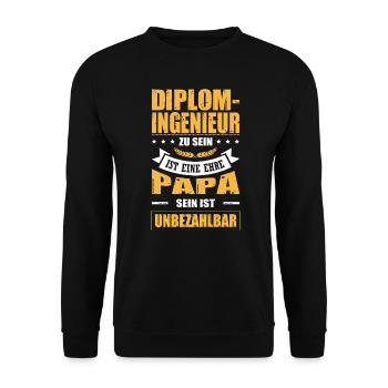 Ingenieur Sein Ist Eine Ehre Papa Sein Unbezahlbar - Unisex Pullover - Schwarz - Vorne - Alina (178cm) & Michal (187cm)