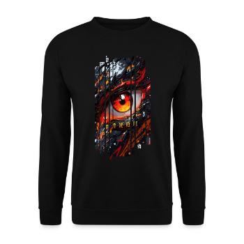 Cyborg Eyes Drachenmädchen - Unisex Pullover - Schwarz - Vorne - Alina (178cm) & Michal (187cm)