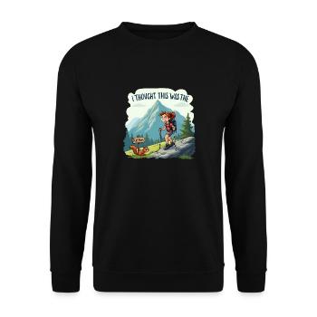 I thought this was the FLAT TRAIL - Wandern Berge - Unisex Pullover - Schwarz - Vorne - Alina (178cm) & Michal (187cm)