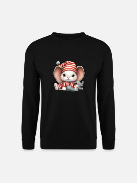 Hase im gestreiften Outfit und Elefantenohren - Unisex Pullover - Schwarz