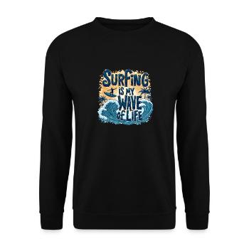Le surf est ma vague de vie – Surfer & Ocean - Sweat-shirt Unisexe - noir - Devant - Alina (178cm) & Michal (187cm)