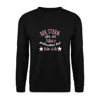 Queens are born in march - Unisex Pullover - Schwarz - Vorne - Alina (178cm) & Michal (187cm)