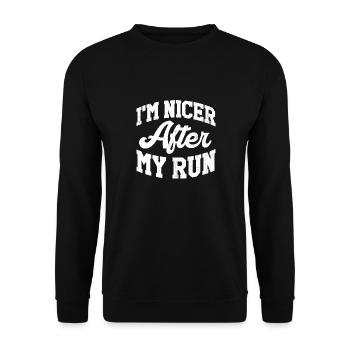 I'm Nicer After Running – Marathon Runner Running - Unisex Sweatshirt - black - Front - Alina (178cm) & Michal (187cm)