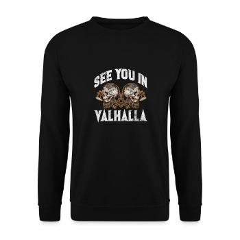 see you in valhalla Design for a ancient viking - Unisex Pullover - Schwarz - Vorne - Alina (178cm) & Michal (187cm)