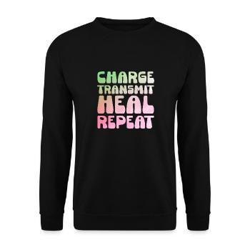 Charge, Transmettre, Guérir, Répéter, Guérisseur spirituel, Reiki - Sweat-shirt Unisexe - noir - Devant - Alina (178cm) & Michal (187cm)