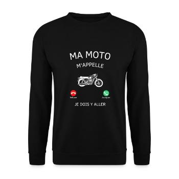 Ma moto m'appelle et je dois y aller ! motard (e) - Sweat-shirt Unisexe - noir - Devant - Alina (178cm) & Michal (187cm)
