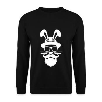 Hipster Easter Frohe Ostern Hase Kaninchen - Unisex Pullover - Schwarz - Vorne - Alina (178cm) & Michal (187cm)