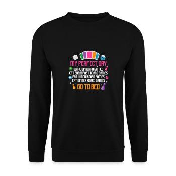My Perfect Day Wake Boardgames Board Gaming - Unisex Sweatshirt - black - Front - Alina (178cm) & Michal (187cm)