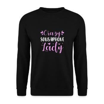 Crazy Sousaphone Lady Tube Playing Sousaphonist - Unisex Sweatshirt - black - Front - Alina (178cm) & Michal (187cm)