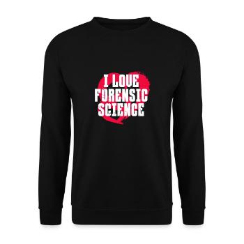 I Love Forensics – Investigative Psychology - Unisex Pullover - Schwarz - Vorne - Alina (178cm) & Michal (187cm)