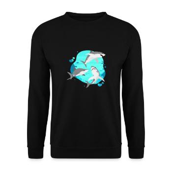 Groupe De Requins - Requin Expert De La Vie De L’océan Drôle - Sweat-shirt Unisexe - noir - Devant - Alina (178cm) & Michal (187cm)