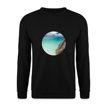 Motive: dream beach Anse Lazio on the Seychelles - Unisex Sweatshirt - black - Front - Alina (178cm) & Michal (187cm)