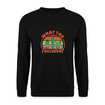 What The Fucculent - House Plant Cacti Botanical - Unisex Pullover - Schwarz - Vorne - Alina (178cm) & Michal (187cm)