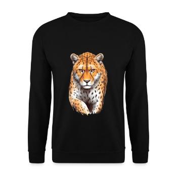 Cheetah Gepard - Unisex Pullover - Schwarz - Vorne - Alina (178cm) & Michal (187cm)