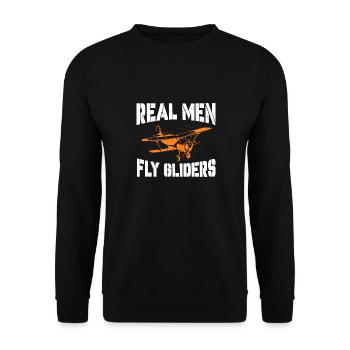 Real Men fly gliders - Unisex Pullover - Schwarz - Vorne - Alina (178cm) & Michal (187cm)
