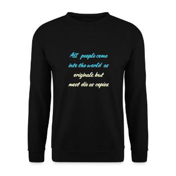 Menschen Spruch - Unisex Pullover - Schwarz - Vorne - Alina (178cm) & Michal (187cm)