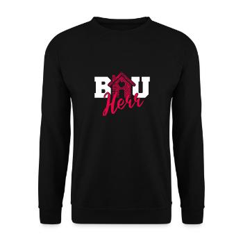 Bauherr mit Herz Baustelle Hausbau Eigenheim Bau - Unisex Pullover - Schwarz - Vorne - Alina (178cm) & Michal (187cm)