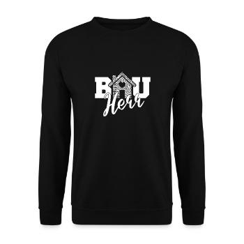 Bauherr mit Herz Baustelle Hausbau Eigenheim Bau - Unisex Pullover - Schwarz - Vorne - Alina (178cm) & Michal (187cm)