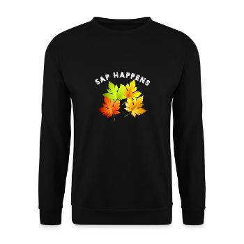 Sap Happen, sirop d’érable, entaillage des arbres - Sweat-shirt Unisexe - noir - Devant - Alina (178cm) & Michal (187cm)