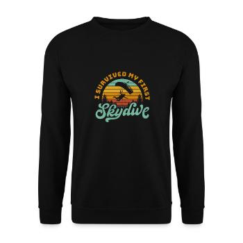 I Survived My First Skydive Parachute Skydiving - Unisex Pullover - Schwarz - Vorne - Alina (178cm) & Michal (187cm)