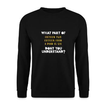 What part of FifMotiven Two FifMotiven Four a pair - Unisex Pullover - Schwarz - Vorne - Alina (178cm) & Michal (187cm)