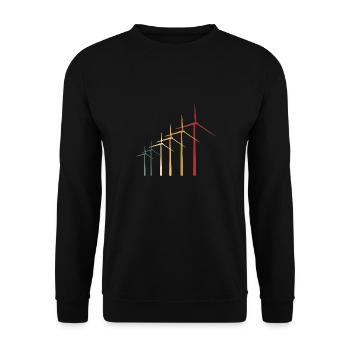 Retro Background Wind Power Lover Renewable Energy - Unisex Pullover - Schwarz - Vorne - Alina (178cm) & Michal (187cm)
