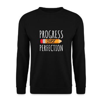 Fortschritt vor Perfektion - Unisex Pullover - Schwarz - Vorne - Alina (178cm) & Michal (187cm)