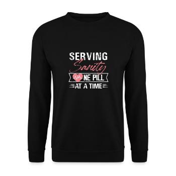 Serving Sanity One Pill At A Time Mental Health - Unisex Sweatshirt - black - Front - Alina (178cm) & Michal (187cm)