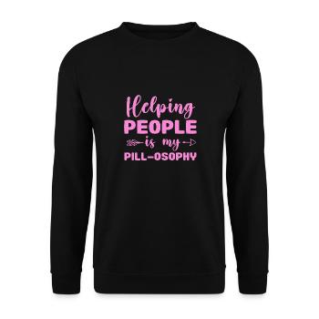 helping people is my pillosophy Design for a pmhnp - Unisex Sweatshirt - black - Front - Alina (178cm) & Michal (187cm)