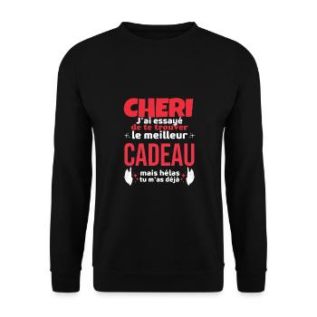 Chéri Saint Valentin Amour Couple - Sweat-shirt Unisexe - noir - Devant - Alina (178cm) & Michal (187cm)