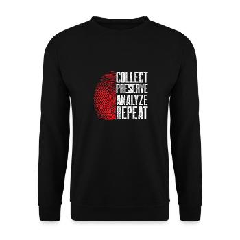 Collect Preserve Analyze Repeat | Forensic - Unisex Pullover - Schwarz - Vorne - Alina (178cm) & Michal (187cm)