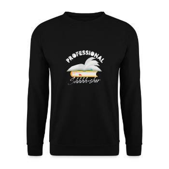 Professional Shhhh-Sher Bookworm Library Assistant - Unisex Sweatshirt - black - Front - Alina (178cm) & Michal (187cm)