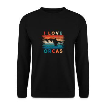I love orca Design for a orca fan - Unisex Pullover - Schwarz - Vorne - Alina (178cm) & Michal (187cm)