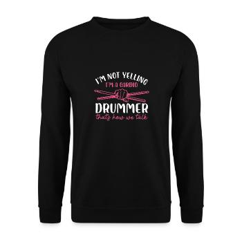 Drummer Cardio Humor Design - Unisex Sweatshirt - black - Front - Alina (178cm) & Michal (187cm)