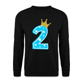 2 Krone 2. Geburtstag 2 Jahre - Unisex Pullover - Schwarz - Vorne - Alina (178cm) & Michal (187cm)