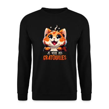 Chat rigolo chaton cut chat potté rigolo chaton - Sweat-shirt Unisexe - noir - Devant - Alina (178cm) & Michal (187cm)