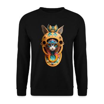 CRÉATURES DE FLEURS FANTASTIQUES - CHAT BLEU - Sweat-shirt Unisexe - noir - Devant - Alina (178cm) & Michal (187cm)