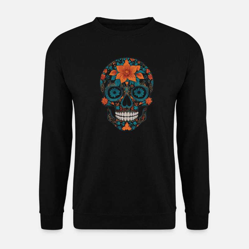 crâne fleuri - Sweat-shirt Unisexe - noir