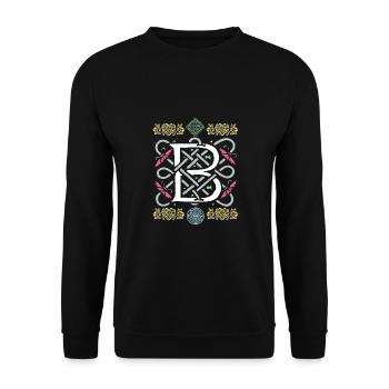 B - Unisex Pullover - Schwarz - Vorne - Alina (178cm) & Michal (187cm)