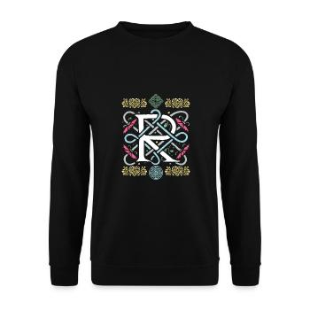 R - Unisex Sweatshirt - black - Front - Alina (178cm) & Michal (187cm)