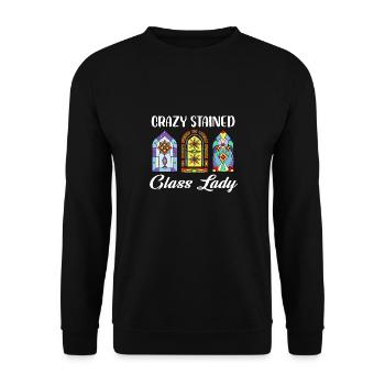 Crazy Stained Glass Lady Glass Mosaic - Unisex Pullover - Schwarz - Vorne - Alina (178cm) & Michal (187cm)