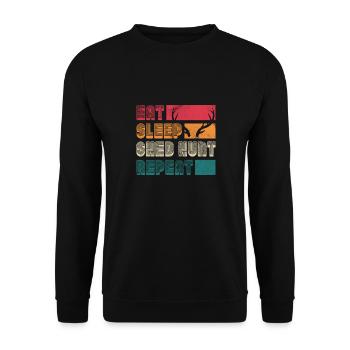 Eat Sleep Shed Hunt Repeat Hunting Season Antler - Unisex Sweatshirt - black - Front - Alina (178cm) & Michal (187cm)