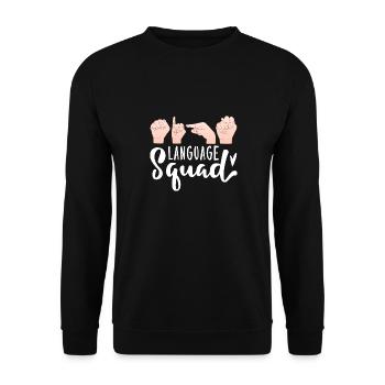 Language Squad Lip Reading American Sign Language - Unisex Pullover - Schwarz - Vorne - Alina (178cm) & Michal (187cm)